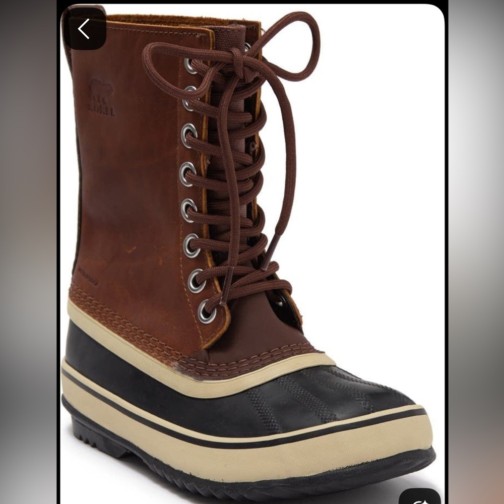 Sorrel 1964 lace up brown leather duck boots size 10